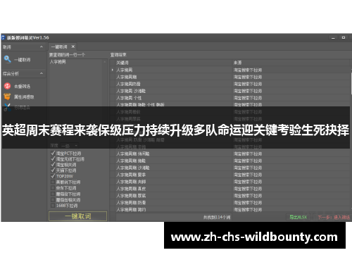 英超周末赛程来袭保级压力持续升级多队命运迎关键考验生死抉择 英超周末赛程来袭保级压力持续升级多队命运迎关键考验生死抉择