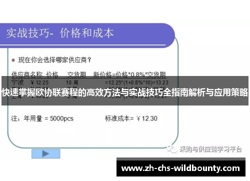 快速掌握欧协联赛程的高效方法与实战技巧全指南解析与应用策略